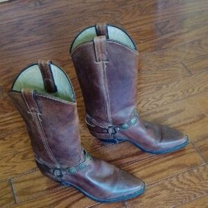 Rustic Brown Western Cowboy Boots